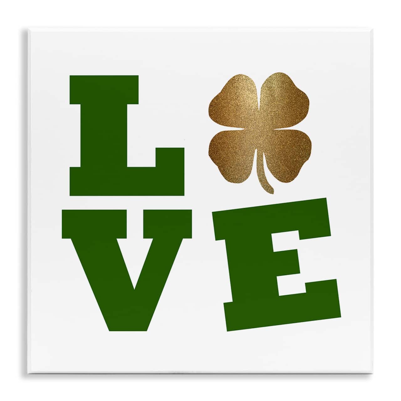 Stupell Industries St Patrick's Day Clover Love Canvas Wall Art